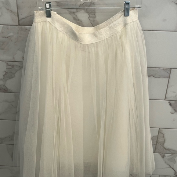 Anthropologie Tulle Midi Skirt ivory L - Picture 2 of 3